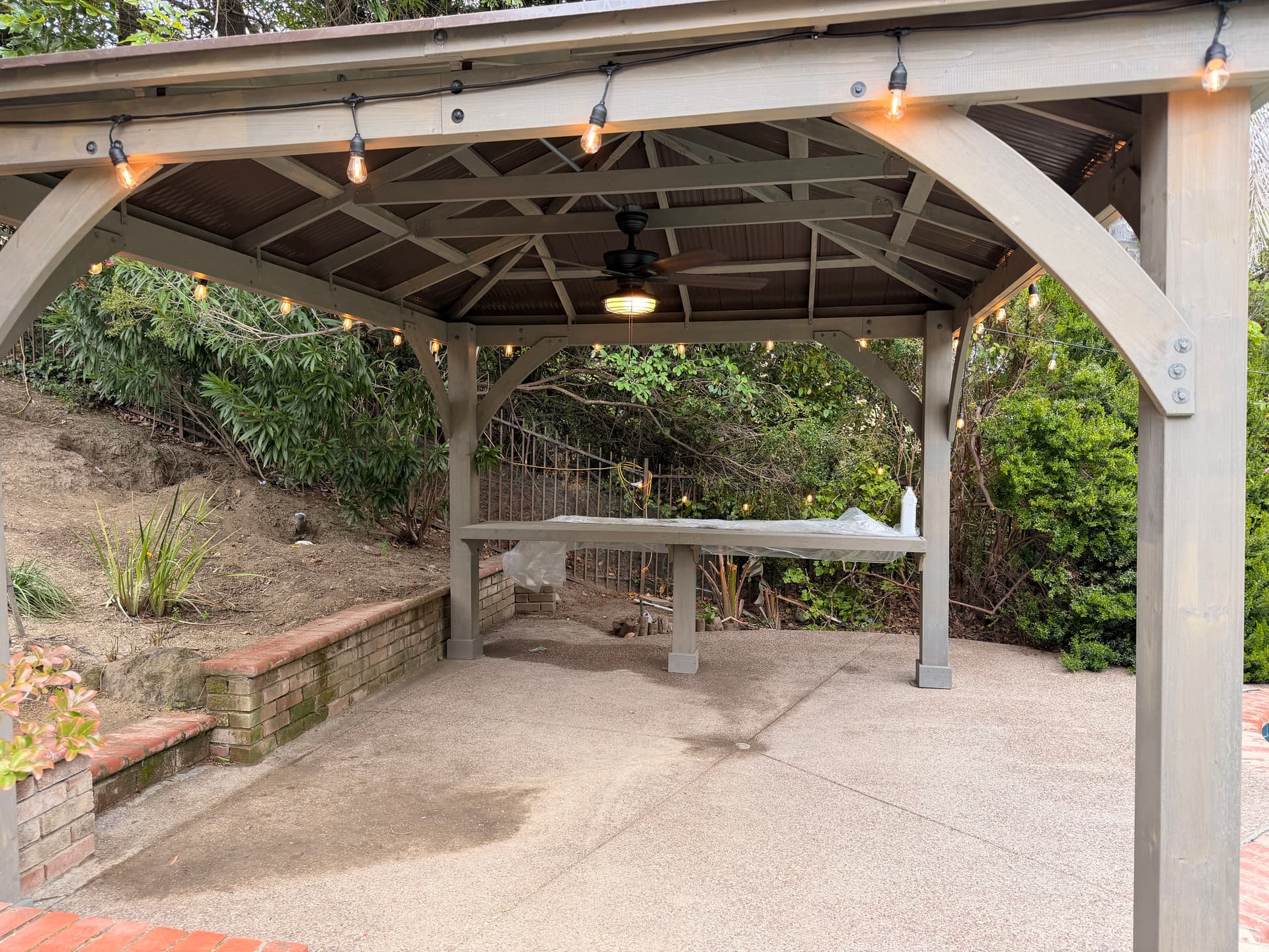 Gallery photos for Gazebo Ceiling Fan and String Light Installation Done Right: Image #1