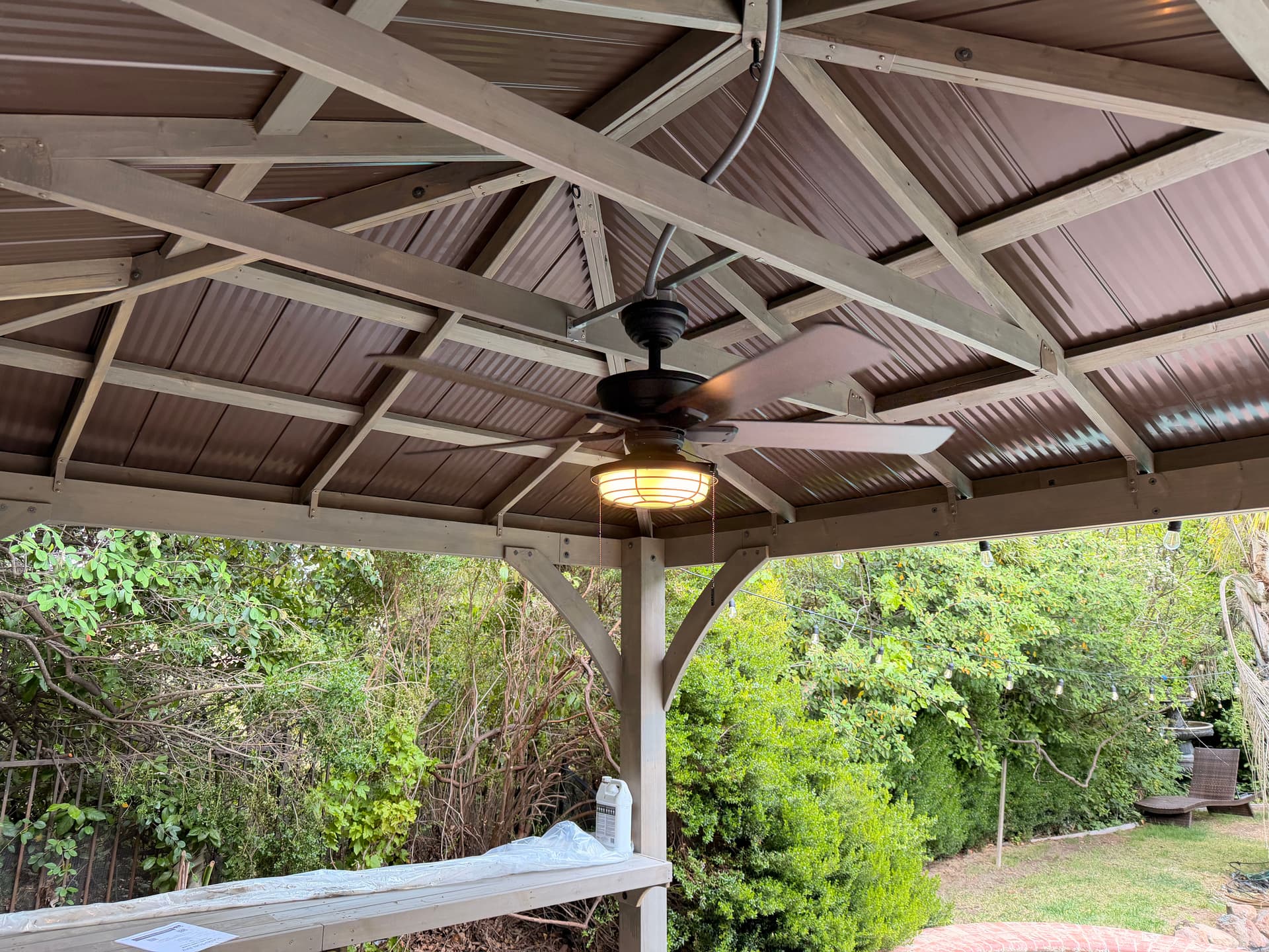Gallery photos for Gazebo Ceiling Fan and String Light Installation Done Right: Image #3